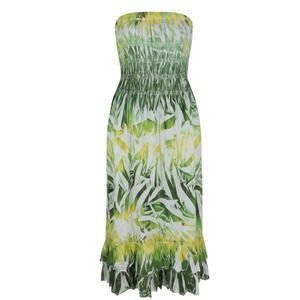 Haband‎ Tropical Palm Leaf Convertible Tube Dress Maxi Skirt One Size OS
